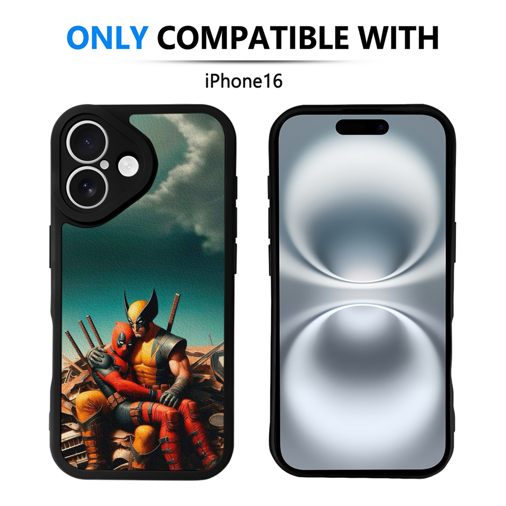 （画像用） Deadpool デッドプール 【iPhone 16シリーズ対応】シリコンスマホケース（レザー調） 材質：シリコン